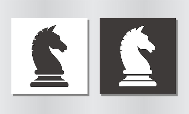 Black chess knight horse stallion silhouette icon logo design