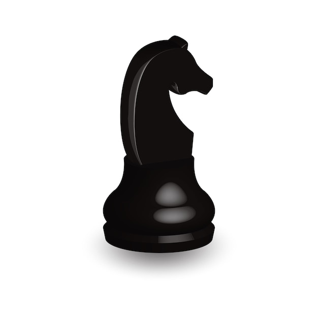 Vector black chess piece horse 3d on white background board game chess chess piece 3d rendervector