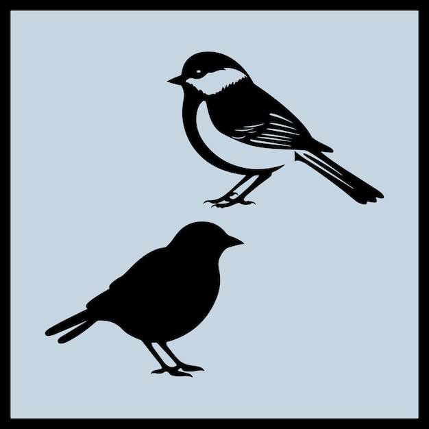 Black Chickadee Bird Silhouette Vector Clipart