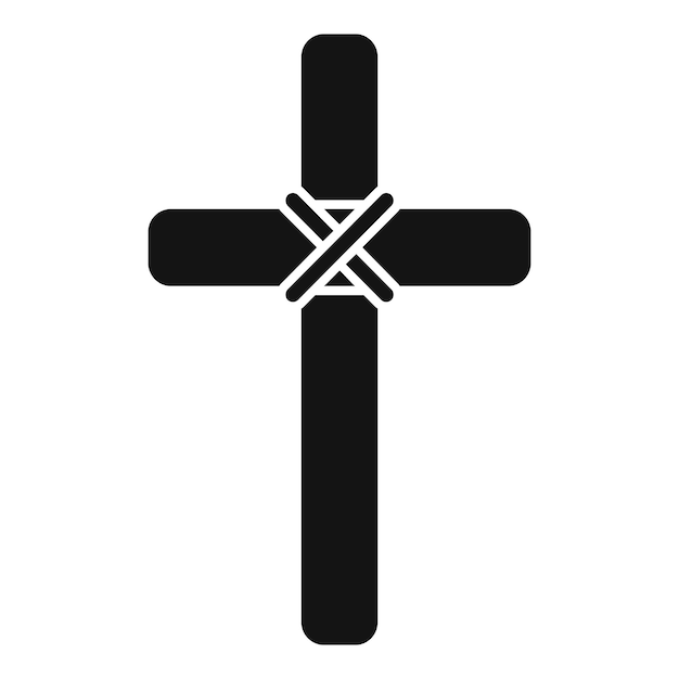 Vector black christian cross with rope detail representing faith and sacrifice