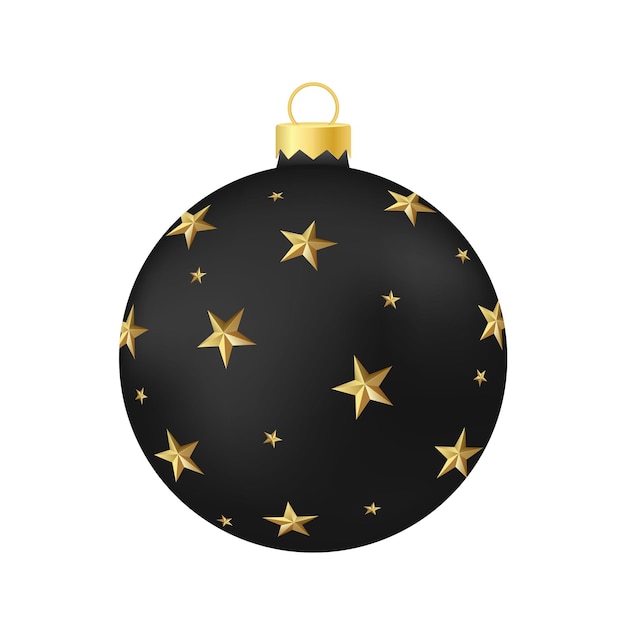 Black Christmas tree toy or ball Volumetric and realistic color illustration