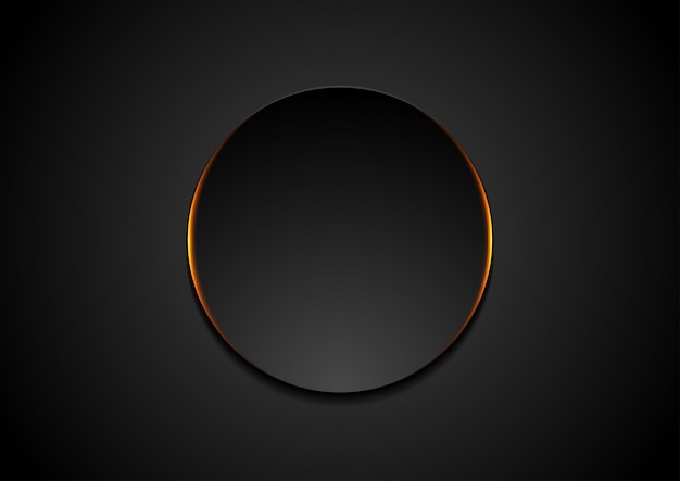 Black circle with orange glowing light abstract background