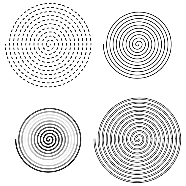 Black circles spiral set. circle light effect background. Round shape. Vector illustration.