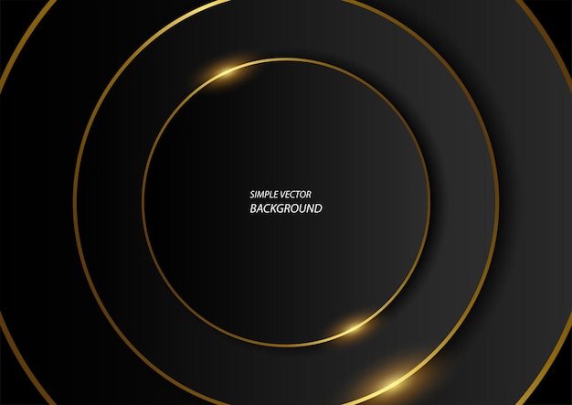 Black circles with gold lines, modern simple luxurious vector background in EPS10