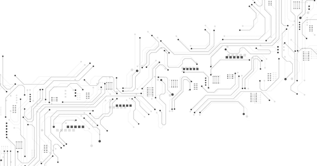 Black circuit diagram on white background Hightech circuit board connection systemVector abstract technology on white background