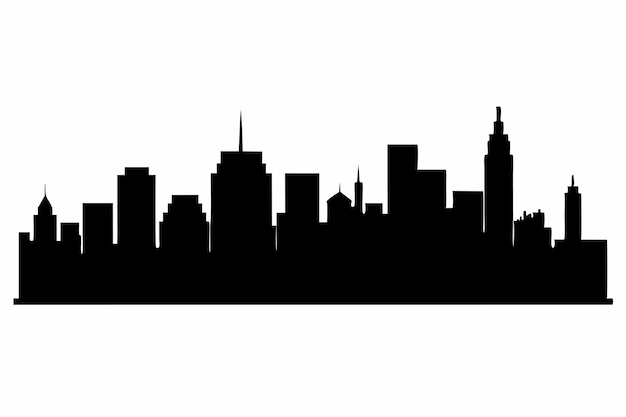 Vector black city skyline silhouette vector on white background