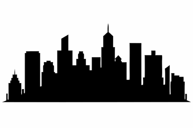 Black City skyline silhouette on white background