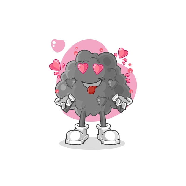 Black cloud fallin love vector cartoon character