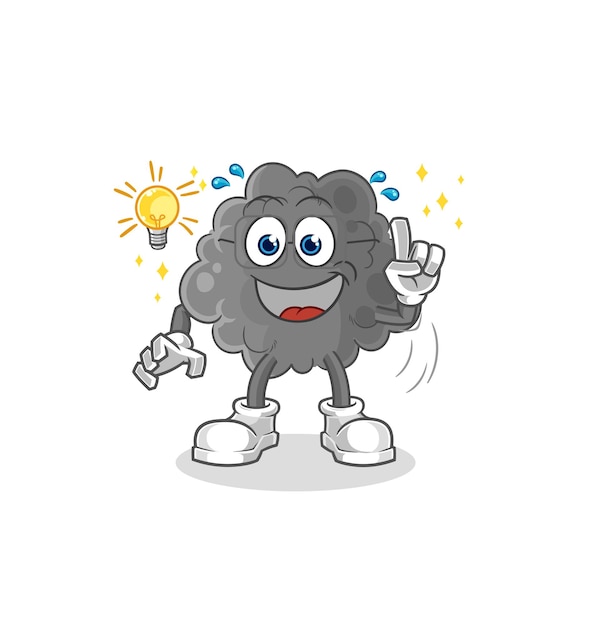 Black cloud got an idea cartoon mascot vector