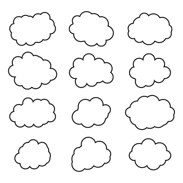 black cloud stroke or outline shape drawing