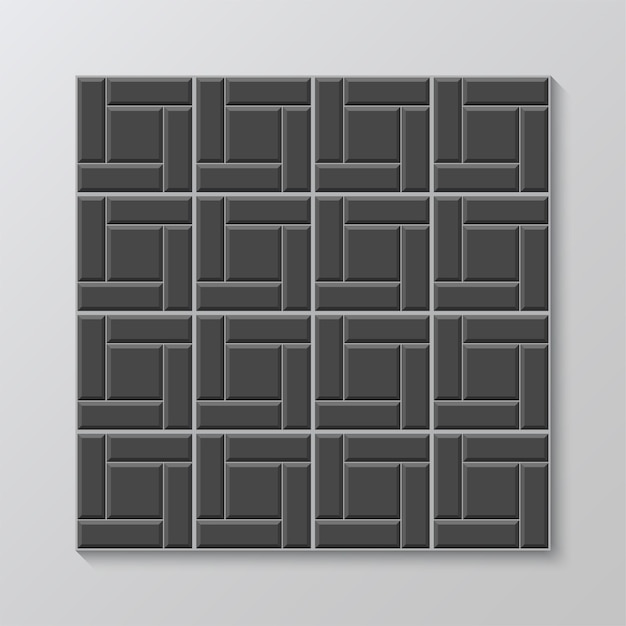 Black cobblestone masonry Seamless pavement slab texture Paver tile pattern Decorative sidewalk Stone surface