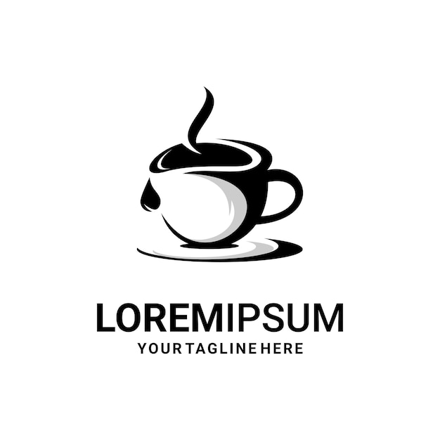 black coffee cup logo vector design, cafe logo