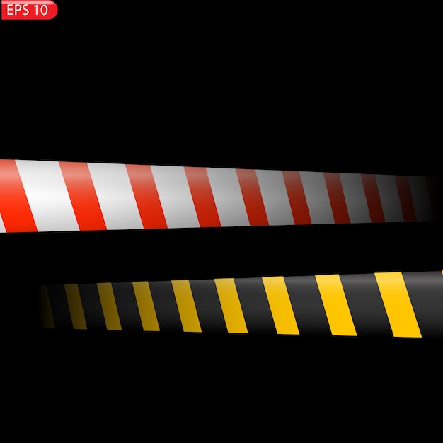 Black and color caution lines isolated Realistic warning tapes Danger signs