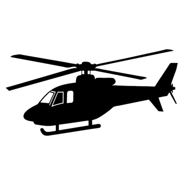 Black Color helicopter Silhouette Vector Illustration