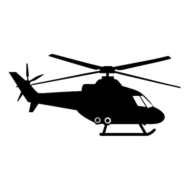 Black Color helicopter Silhouette Vector Illustration