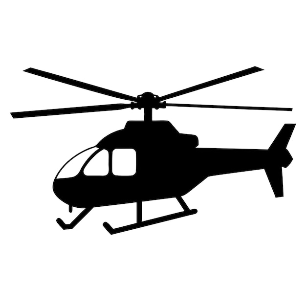 Black Color helicopter Silhouette Vector Illustration