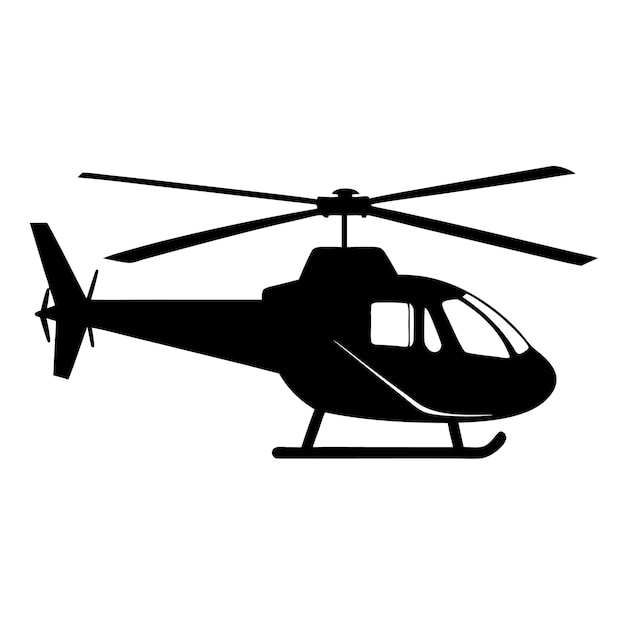 Black Color helicopter Silhouette Vector Illustration