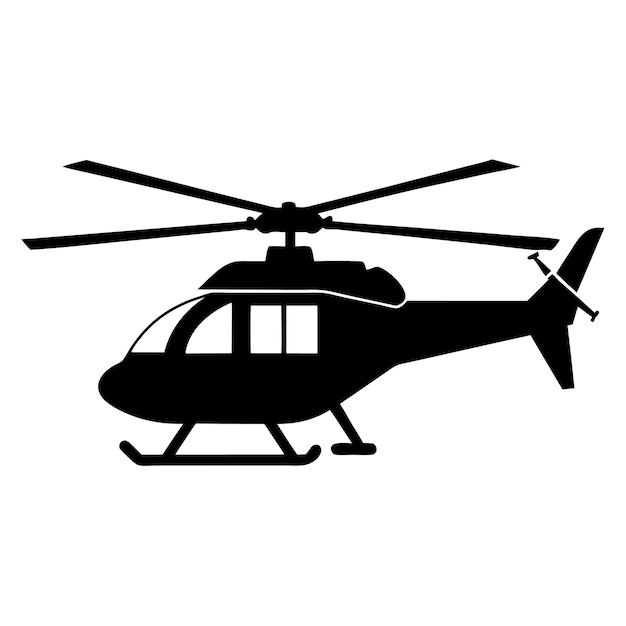 Black Color helicopter Silhouette Vector Illustration