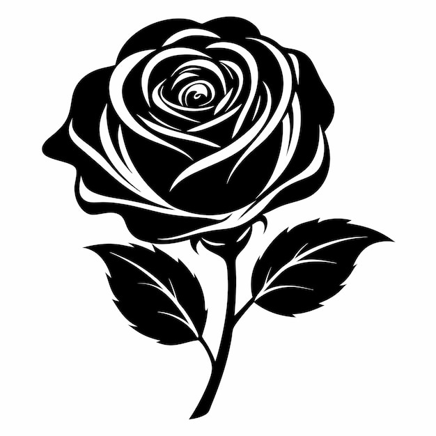 a black color rose on white background black rose vector