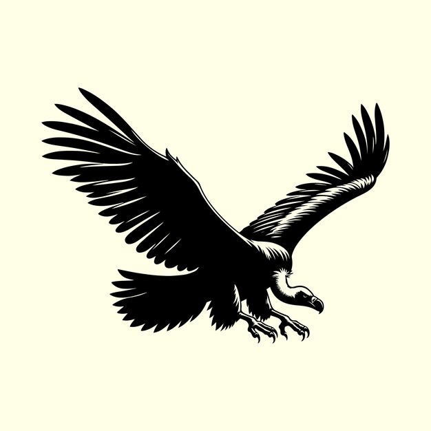 Black color Vulture bird Silhouette Vector Illustration