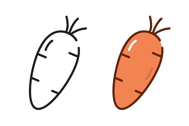 Black and colorful carrots icons set