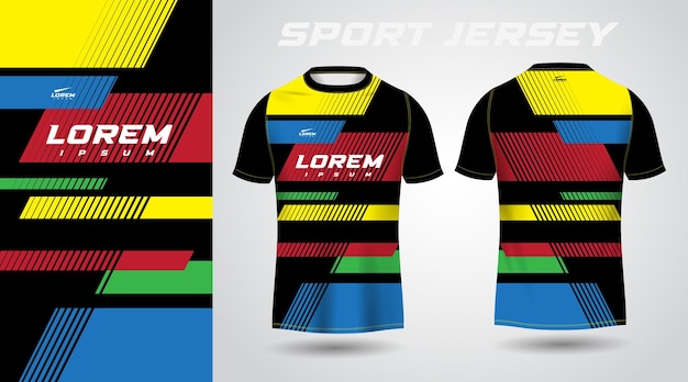 black colorful t-shirt sport jersey design