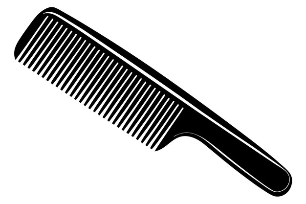 Vector a black comb with white stripes that says  comb