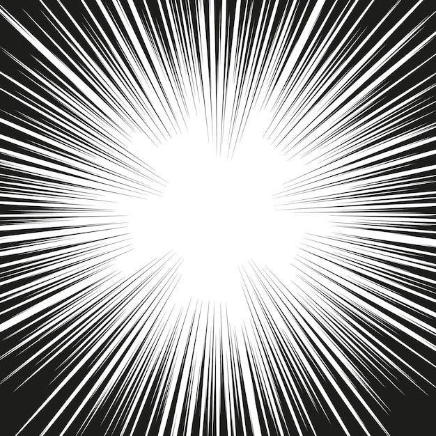 Black comic radial speed lines Graphic explosion with comic style lines