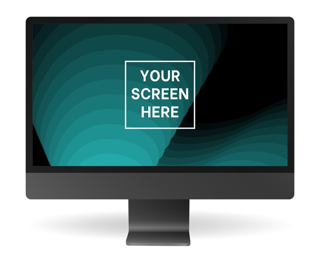 Vector black computer monitor display mockup green and black modern abstract background