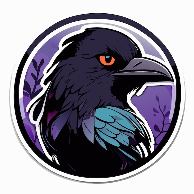 Black crow bird cartoon sticker