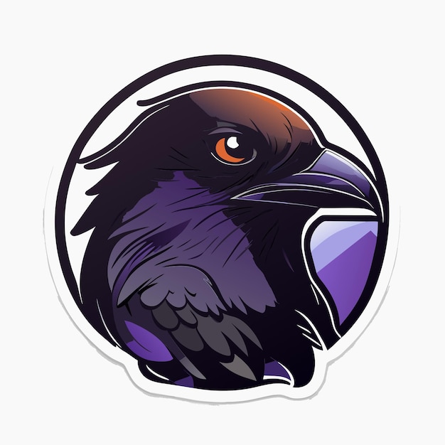 Black crow bird cartoon sticker