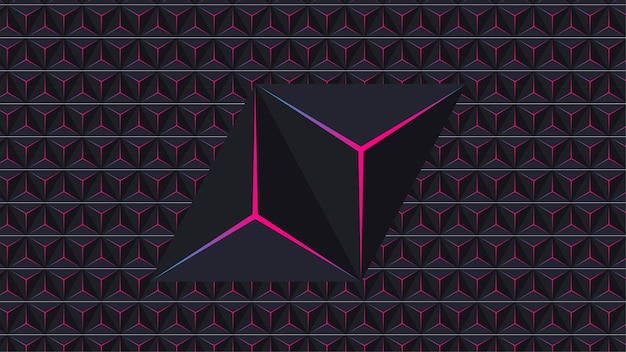 the black cube with the pink and purple stripes on the dark background