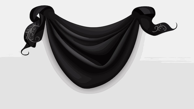 Vector a black curtain with a white background that says the word on it