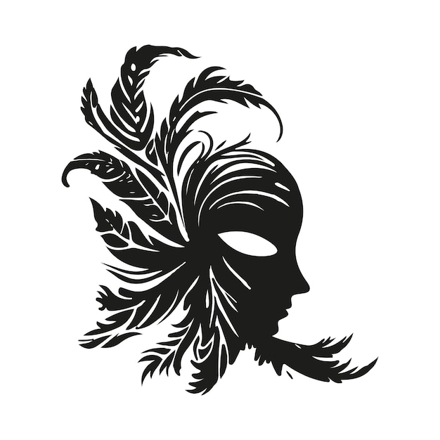 Black decorative carnival mask silhouette vector illustration