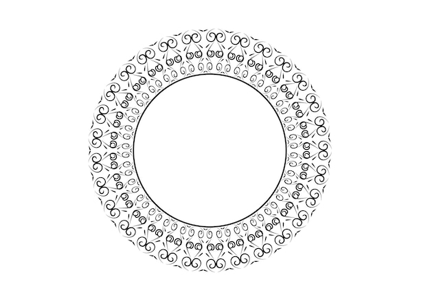 black Decorative round frame for design with floral ornament A template for printing postcards