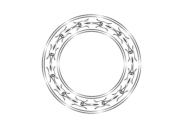 black Decorative round frame for design with floral ornament A template for printing postcards