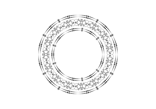 black Decorative round frame for design with floral ornament A template for printing postcards