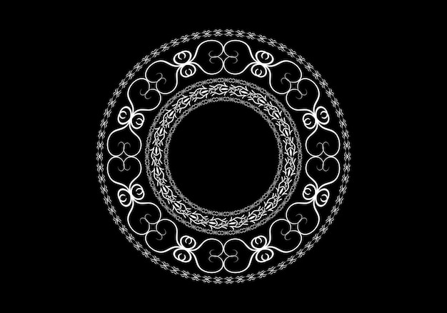 black Decorative round frame for design with floral ornament A template for printing postcards