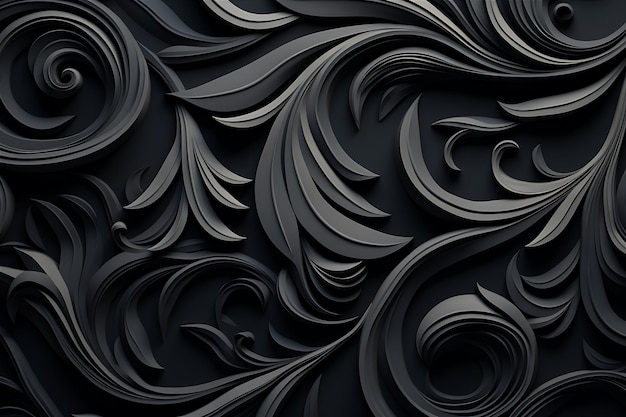 Black Decorative Wallpaper Swirled Patterns