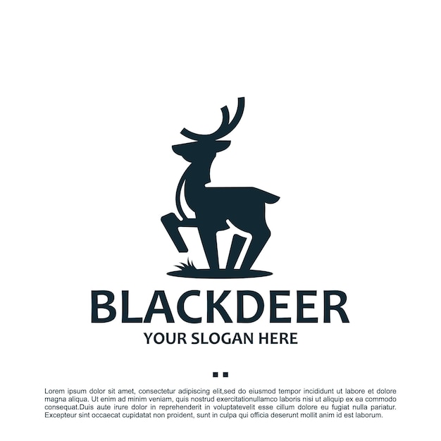 Black deer ,wildlife , logo design template