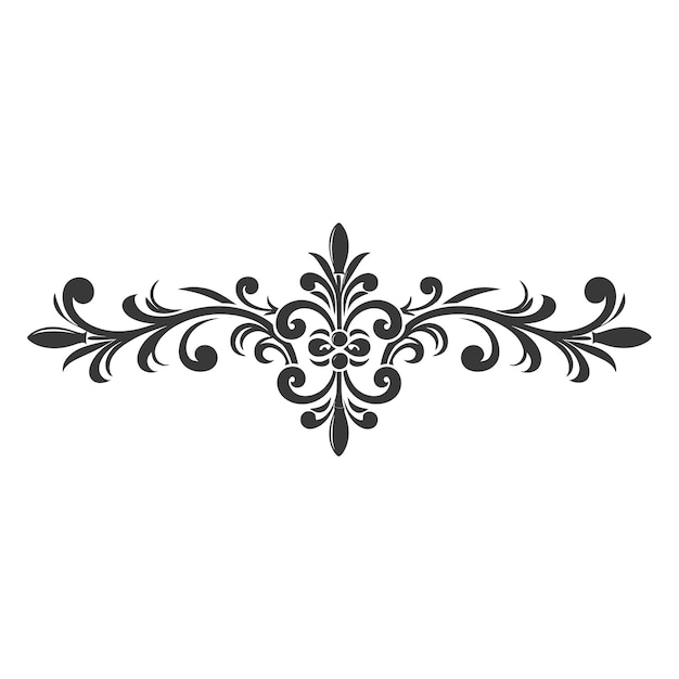 a black design on a white background with a floral design