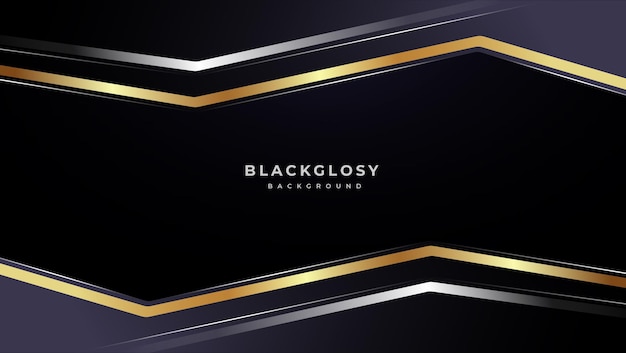 Black diagonal overlapping background with gold metal stripe decoration