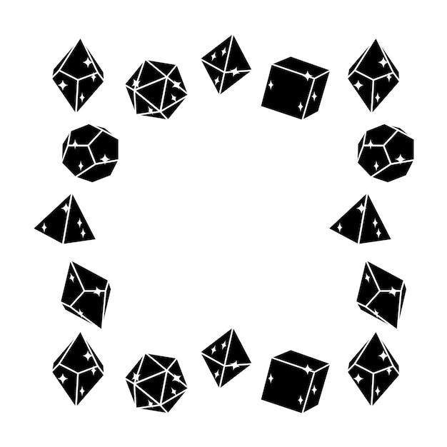 Black dice frame in square shape hand drawn