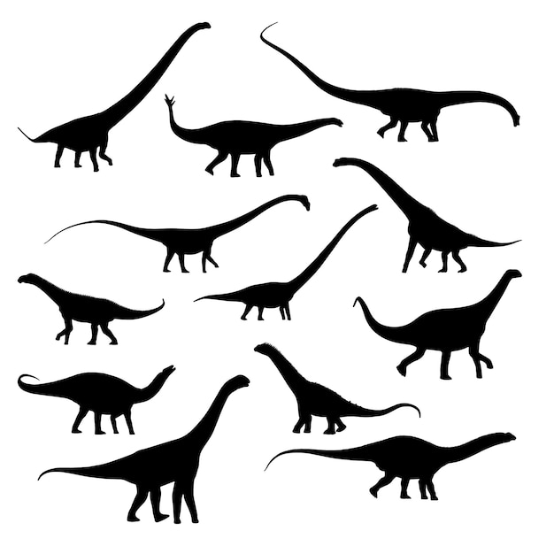 Black dinosaur silhouettes set for kids