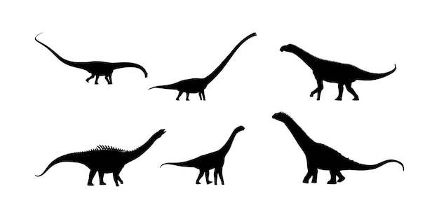 Black dinosaur silhouettes set for kids