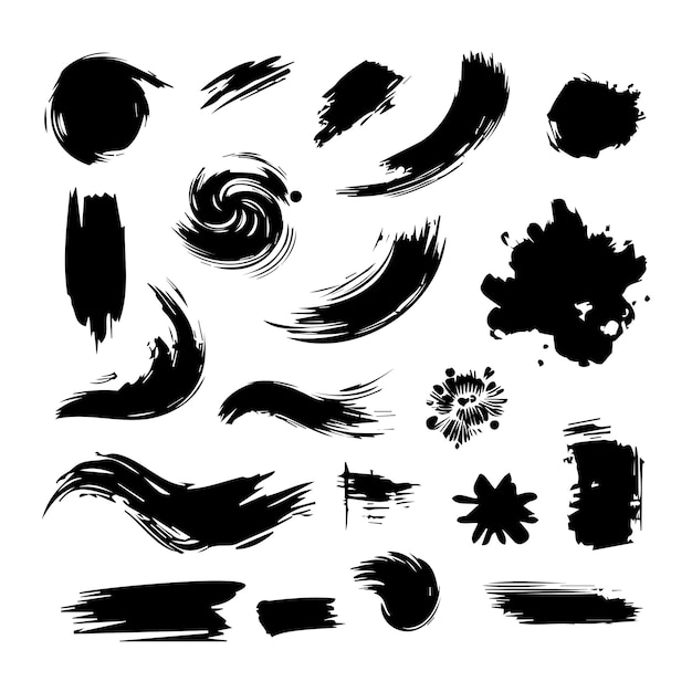 Vector black distress brushes grunge texture splash banner