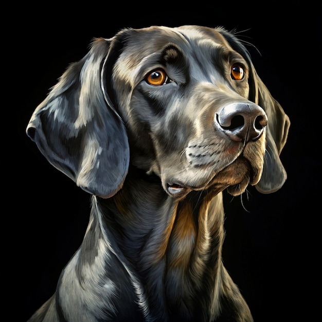 Vector black dog portrait with brown eyes