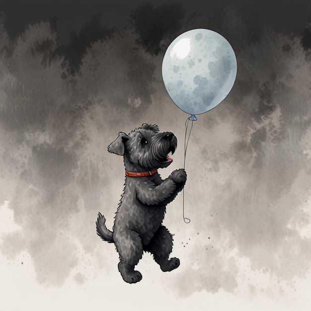 Vector a black dog with a balloon that says  the balloon