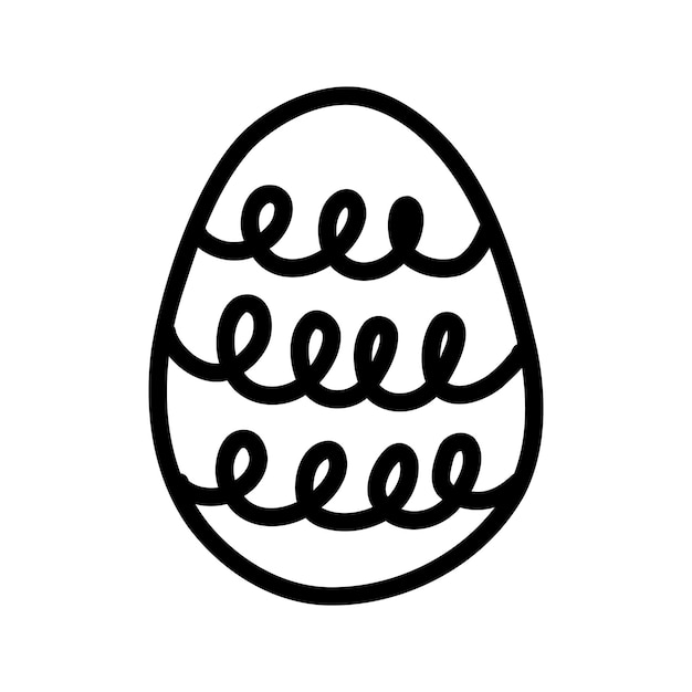 Black doodle egg icon with ornament for Easter holidays design isolated on white background