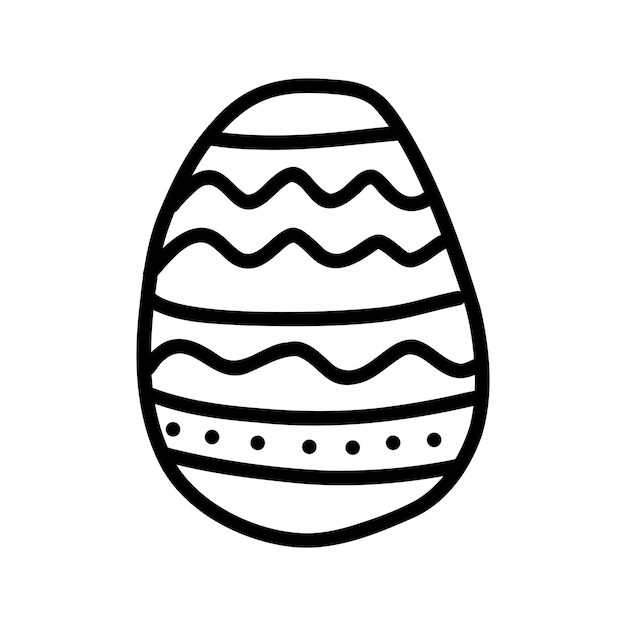 Black doodle egg icon with ornament for Easter holidays design isolated on white background